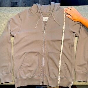 Reigning champ light weight stone grey zip up hoodie.